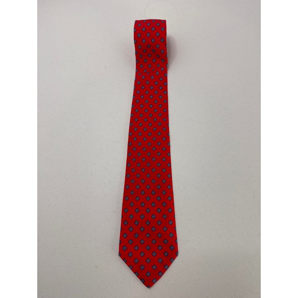 Blair Mens Red Geometric Diamond Pattern Polyester Necktie Machine Washable - Picture 3 of 4